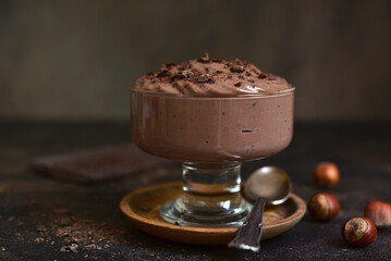 Delicious chocolate mousse with  hazelnut.