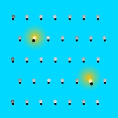 abstract lamps with black, white and yellow light