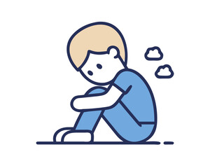 sad boy sitting alone