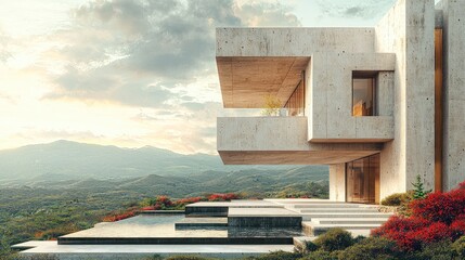 Modern Architectural Collage Featuring Neo Brutalist Design Elements