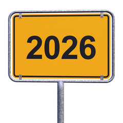 3d Illustration - Ortsschild - Ortstafel - 2026 - Freisteller - Freigestellt