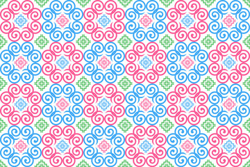 Hmong ethnic pattern, pastel tones for decorating clothes, printed fabrics, backgrounds