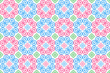 Hmong ethnic pattern, pastel tones for decorating clothes, printed fabrics, backgrounds