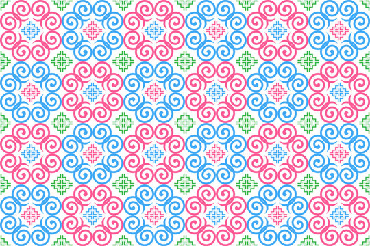 Hmong ethnic pattern, pastel tones for decorating clothes, printed fabrics, backgrounds