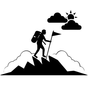 silhouette of man standing on mountain peak
