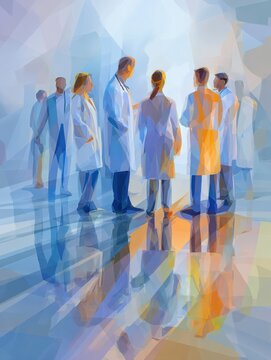group of doctors standing in hospital on medical conference no logos no brands ar 34