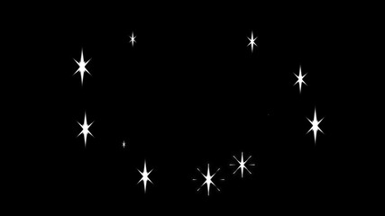 Twinkle star glitter sparkle, stars blinking sparkle cute animation, sparkling stars, white cartoon, retro shine movement, 4k star sparkle vector doodles, motion graphics with black screen background