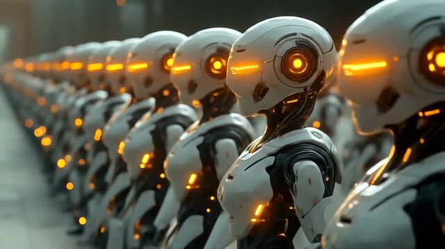 Robotic legion Uniform droids in assembly line