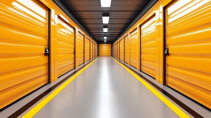 Bright Orange Storage Unit Corridor Interior