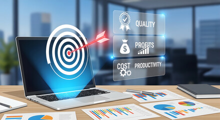 Business Goal Target Success Productivity Digital Strategy Copy Space