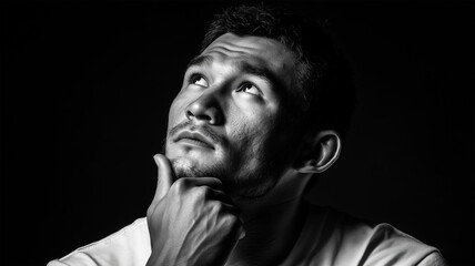 Fototapeta premium モノクロで表現したカザフ系青年の思索