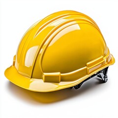 Bright Yellow Hard Hat on White Background