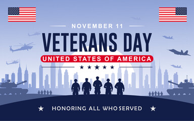 Honoring Veterans Day 2025 background. Veterans Day Background Design. Honoring all who served. Greeting Card Banner, Poster, Vector Illustration.