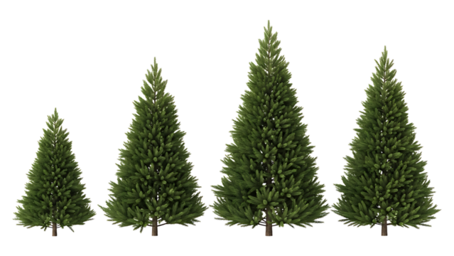 Realistic Christmas Tree Set in Multiple Sizes Transparent PNG