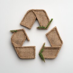 Burlap Recycling Symbol on White Background