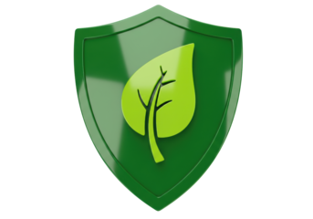 Isolated green shield with leaf logo protection security nature eco safe environment fresh