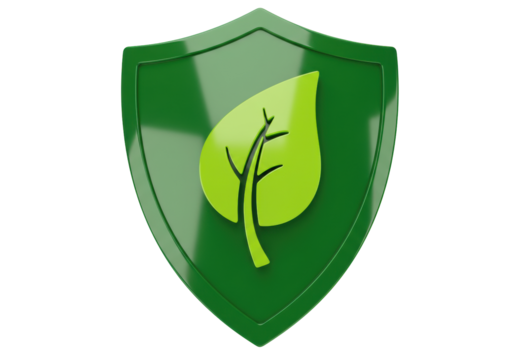 Isolated green shield with leaf logo protection security nature eco safe environment fresh