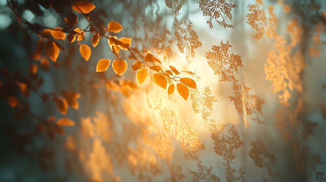 Golden Leaves and Light Play: An Impressionistic Dance of Nature and Textile