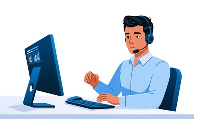 Customer Service Representative Assisting Clients with Data Analysis.