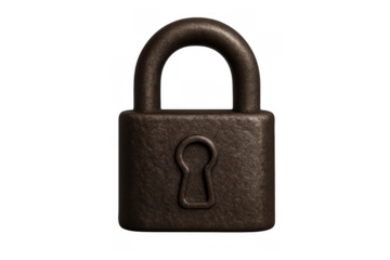 Old padlock securing private information, symbol lock with keyhole illustrating data protection and privacy on transparent background