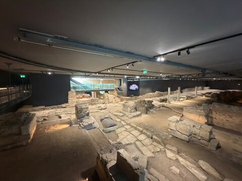 ruins of the ancient Thessaloniki, discovered beneath the New Railway Station Nea Elvetia, archaeological excavations conducting. Thessaloniki, Greece