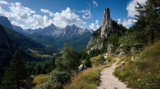 Scenery along the route to Campanile di Val Montanaia in Friulian Dolomites Park Cimolais Pordenone Italy