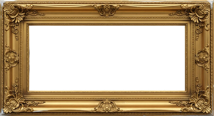 Ornate Gold Frame Mockup, Vintage Picture Frame with Empty Center, Classic Decorative Frame
