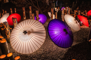 山鹿灯籠浪漫・百華百彩の和傘と竹灯籠