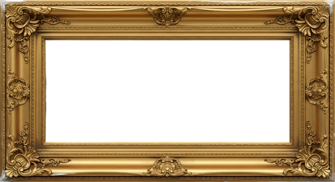 Ornate Gold Frame Mockup, Vintage Picture Frame with Empty Center, Classic Decorative Frame
