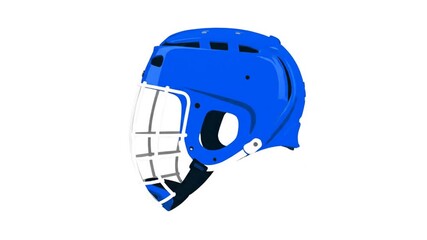 Blue Sports Helmet with Protective Face Cage Rotating. - Powered by Adobe