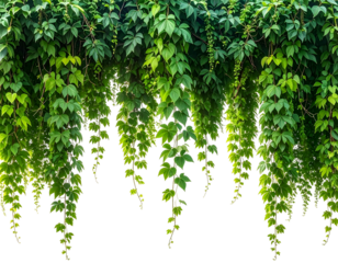 Lush green cascading leaves with a black background, suggesting a natural border