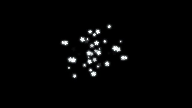 Explosive glitter sparkle stars overlay with twinkling magic dust, retro blinking cartoon doodle stars, shimmering particle burst loop, starry night shine animation effect on black screen . 4k