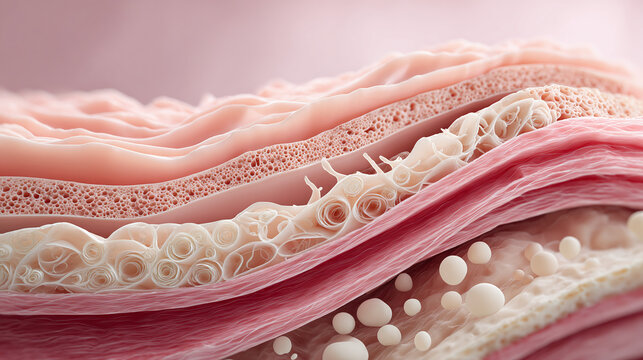 A detailed microscopic view of human skin layers