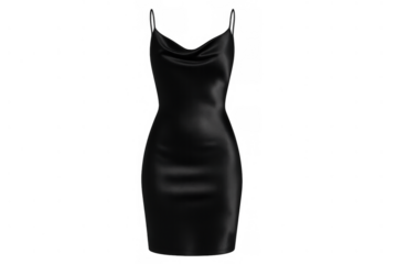 Black slip dress with cowl neck design, elegant evening wear, fashion clothing for special occasions