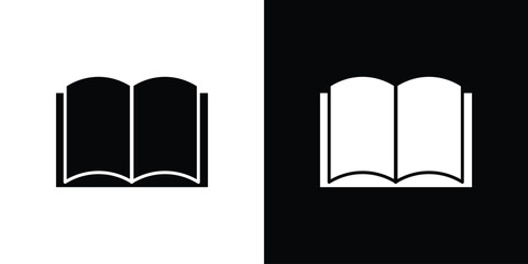 Book icon in solid silhouette set. Vector Illustration.