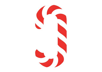 Obraz premium A classic red and white striped candy cane icon.