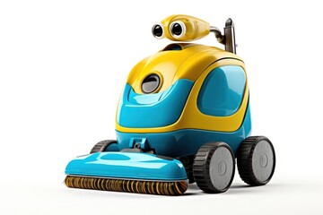 Obraz premium Cleaning robot white background representation.