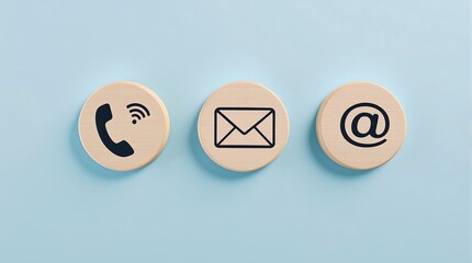 Contact us icons on blue background for customer service and support communication methods and information