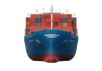 Isolated Container Ship View, Large Freight Vessel for Cargo, Transportation and Logistics
