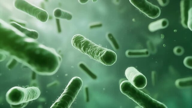 Bacteria Visualization Microscopic Spirillum Bacteria in Cinematic Firefly Macro Display for Medical and Scientific Use
