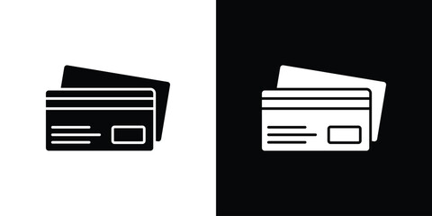 Credit card icon in solid silhouette set. Vector Illustration.