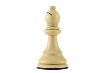 Isolated Bishop chess piece, strategic board game, strategy and planning, wooden figurine