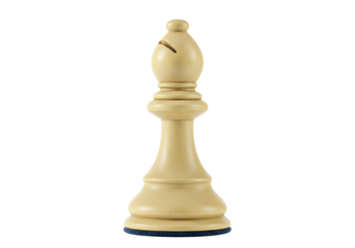 Isolated Bishop chess piece, strategic board game, strategy and planning, wooden figurine