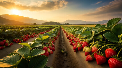 agriculture countryside strawberry fields illustration farm summer, garden fresh, season farming agriculture countryside strawberry fields