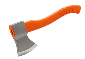 Isolated lightweight axe with an orange handle designed for camping and forestry tasks