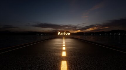 Enlightening Journey Along a Serene Pathway at Dawn with a Warm Glowing Message