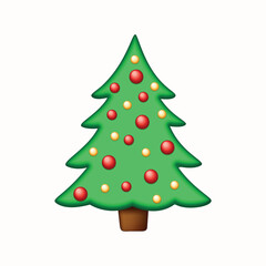 Decorated Christmas tree emoji vector illustration. Beautiful Christmas tree icon. Merry Christmas and happy New Year vector.