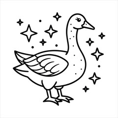 Obraz premium Minimalist witchy goose outline with magical star