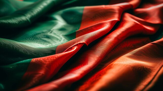 Realistic fabric flag of portugal celebrating independence day with vibrant colors and design