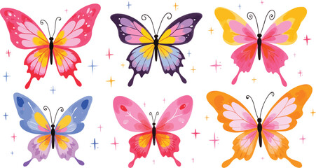 Vibrant Butterfly Collection Beautiful Vector Design Seamless Pattern Illustration Art